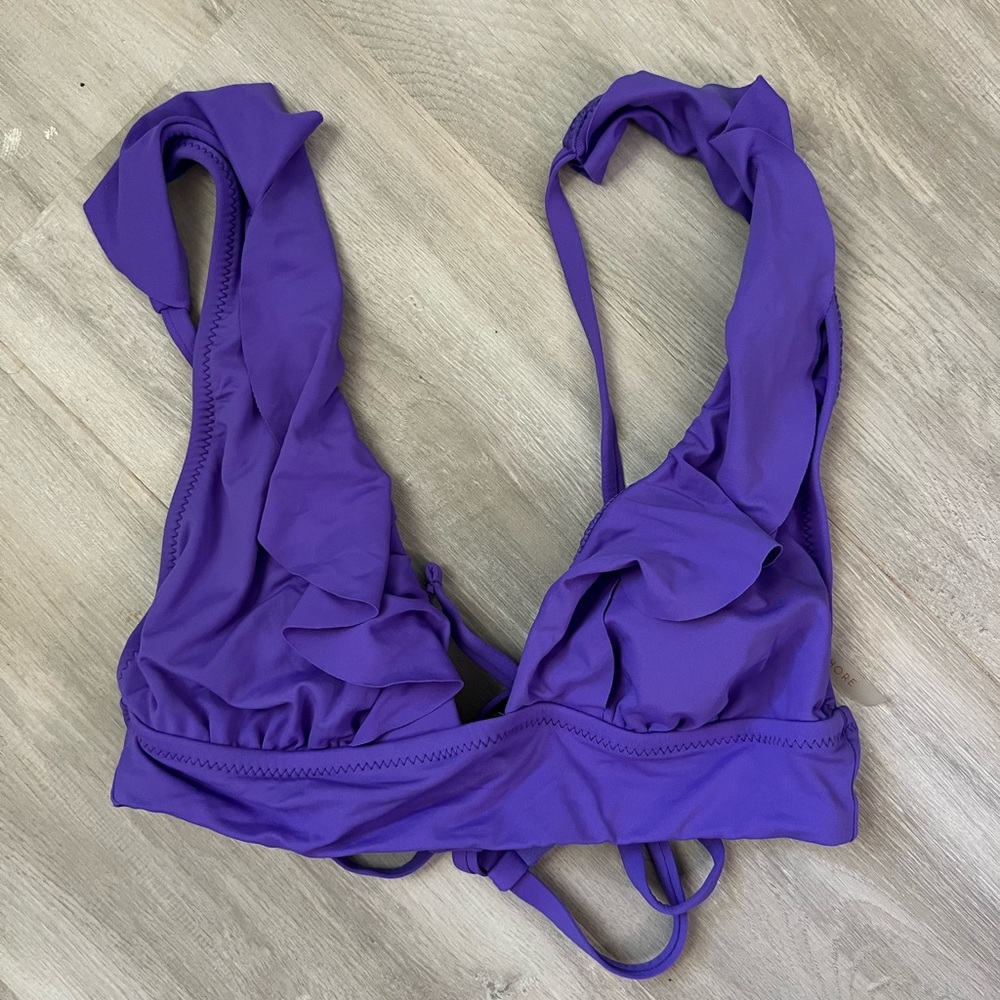 Purple Ruffled Bikini Top